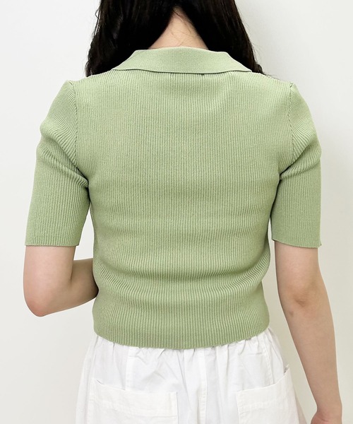 INGNI（イング）の「襟付フロントジップ半袖ニットカーディガン（カーディガン/ボレロ・レディース・オフホワイト/ブラック/グリーン/ブルー/オレンジ・M）」の21枚目の写真