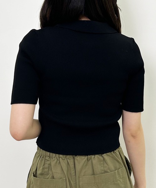 INGNI（イング）の「襟付フロントジップ半袖ニットカーディガン（カーディガン/ボレロ・レディース・オフホワイト/ブラック/グリーン/ブルー/オレンジ・M）」の14枚目の写真