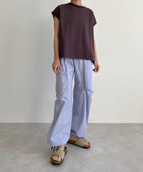 CITEN（シテン）の「＜CITEN＞ボックスシルエット ノースリーブトップ（Tシャツ/カットソー・レディース・ダークブラウン/ライトブルー/ブラック/ホワイト・FREE）」の21枚目の写真