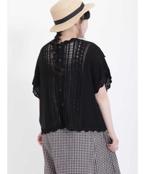 Samansa Mos2(サマンサ モスモス)の「前後着透かしニットベスト(ベスト・レディース・モカ/キナリ/ブラック・フリ-)」の3枚目の写真