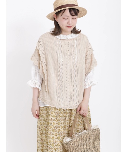 Samansa Mos2(サマンサ モスモス)の「前後着透かしニットベスト(ベスト・レディース・モカ/キナリ/ブラック・フリ-)」の6枚目の写真