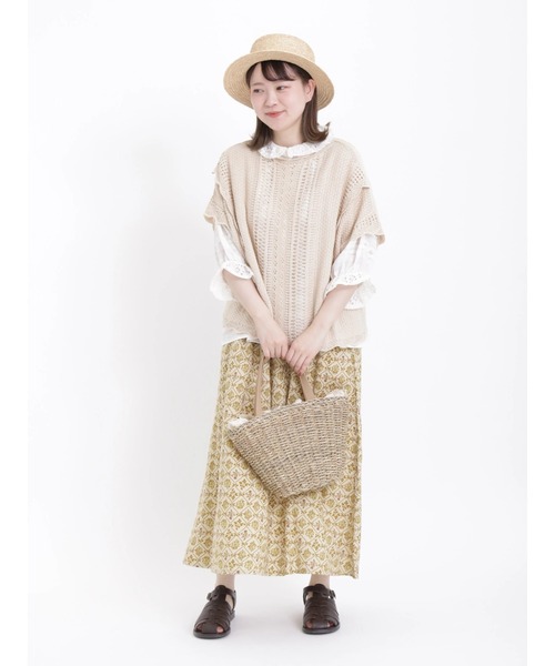 Samansa Mos2(サマンサ モスモス)の「前後着透かしニットベスト(ベスト・レディース・モカ/キナリ/ブラック・フリ-)」の8枚目の写真