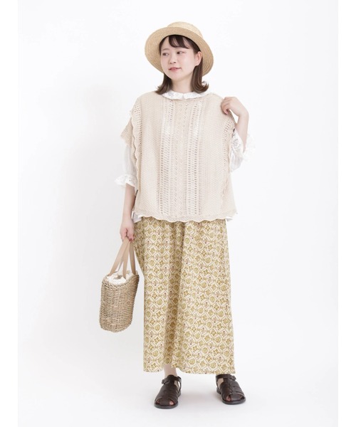 Samansa Mos2(サマンサ モスモス)の「前後着透かしニットベスト(ベスト・レディース・モカ/キナリ/ブラック・フリ-)」の10枚目の写真