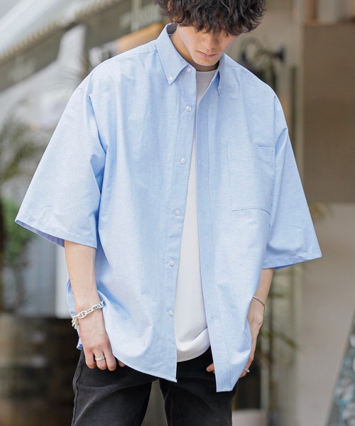 ADMIX/ATELIER SAB MEN(アドミックスアトリエサブメン)の「高密度コットンオックス / ルーズサイズ ボタンダウンシャツ(半袖)(シャツ/ブラウス・メンズ・ブラック/ホワイト/サックスブルー・48/50)」の3枚目の写真