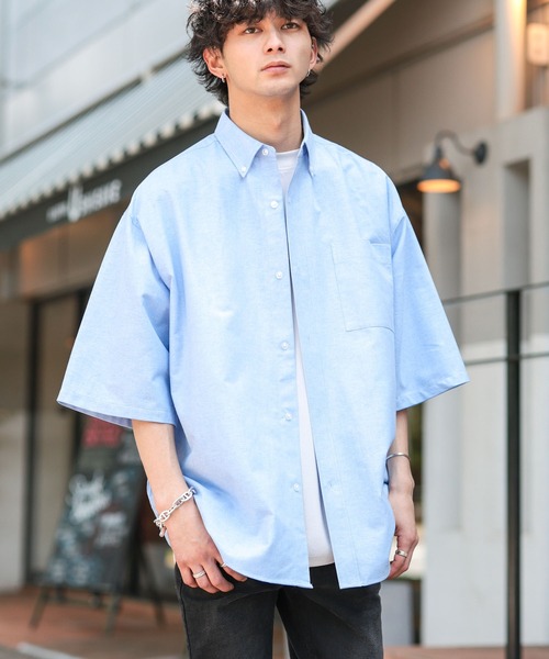 ADMIX/ATELIER SAB MEN(アドミックスアトリエサブメン)の「高密度コットンオックス / ルーズサイズ ボタンダウンシャツ(半袖)(シャツ/ブラウス・メンズ・ブラック/ホワイト/サックスブルー・48/50)」の6枚目の写真