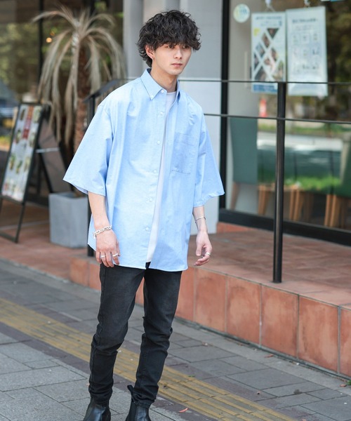 ADMIX/ATELIER SAB MEN(アドミックスアトリエサブメン)の「高密度コットンオックス / ルーズサイズ ボタンダウンシャツ(半袖)(シャツ/ブラウス・メンズ・ブラック/ホワイト/サックスブルー・48/50)」の7枚目の写真