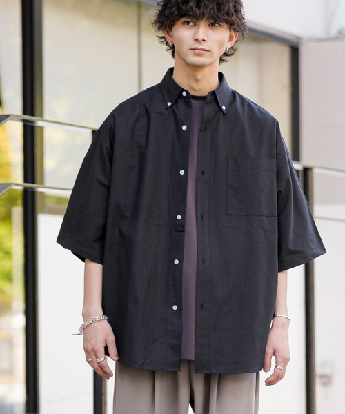 ADMIX/ATELIER SAB MEN(アドミックスアトリエサブメン)の「高密度コットンオックス / ルーズサイズ ボタンダウンシャツ(半袖)(シャツ/ブラウス・メンズ・ブラック/ホワイト/サックスブルー・48/50)」の17枚目の写真