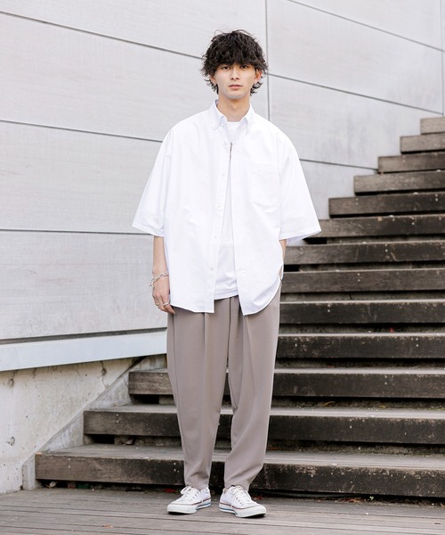 ADMIX/ATELIER SAB MEN(アドミックスアトリエサブメン)の「高密度コットンオックス / ルーズサイズ ボタンダウンシャツ(半袖)(シャツ/ブラウス・メンズ・ブラック/ホワイト/サックスブルー・48/50)」の5枚目の写真