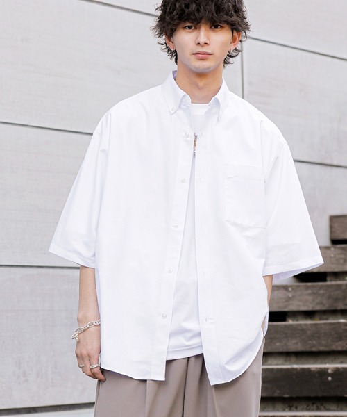 ADMIX/ATELIER SAB MEN(アドミックスアトリエサブメン)の「高密度コットンオックス / ルーズサイズ ボタンダウンシャツ(半袖)(シャツ/ブラウス・メンズ・ブラック/ホワイト/サックスブルー・48/50)」の20枚目の写真