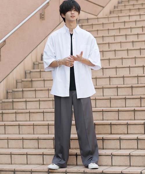 ADMIX/ATELIER SAB MEN(アドミックスアトリエサブメン)の「高密度コットンオックス / ルーズサイズ ボタンダウンシャツ(半袖)(シャツ/ブラウス・メンズ・ブラック/ホワイト/サックスブルー・48/50)」の22枚目の写真