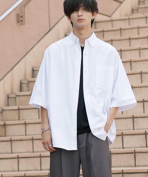 ADMIX/ATELIER SAB MEN(アドミックスアトリエサブメン)の「高密度コットンオックス / ルーズサイズ ボタンダウンシャツ(半袖)(シャツ/ブラウス・メンズ・ブラック/ホワイト/サックスブルー・48/50)」の21枚目の写真