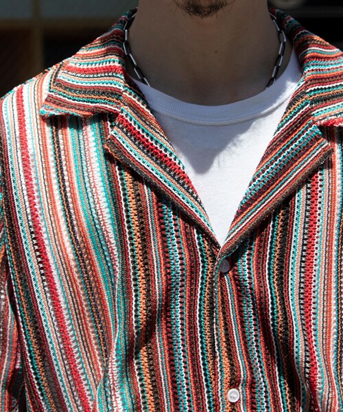 GLOSTER(グロスター)の「【GLOSTER/グロスター】バルファレース オープンカラーシャツ メッシュシャツ 透かし編み(シャツ/ブラウス・メンズ・ブルー系その他2/ピンク系その他/オレンジ系その他/ブルー系その他・S/M/L)」の10枚目の写真