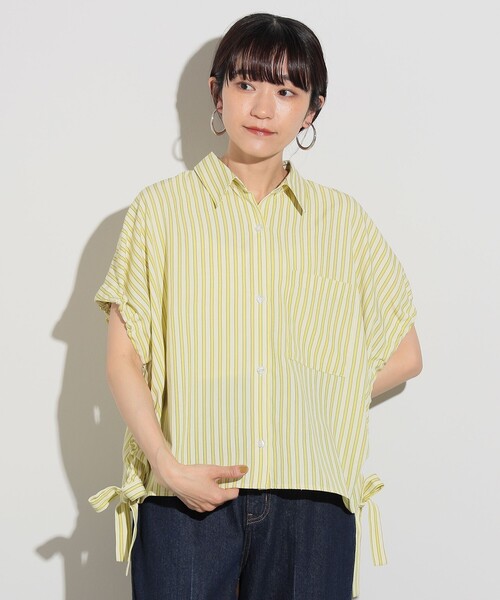 BEAMS HEART ビームスハート ストライプキーネックブラウス BEAMS HEART ビームスハート キーネック ストライプブラウス