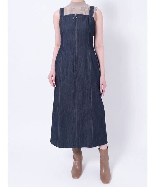 LAGUNAMOON（ラグナムーン）の「【WEB限定】ZIP Iラインデニムジャンパースカート（ワンピース・レディース・ブラック/インディゴブルー・SMALL/MEDIUM）」の19枚目の写真