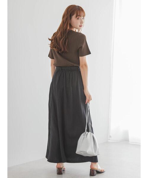 AMERICAN HOLIC(アメリカンホリック)の「リネンブレンドIラインスカート(スカート・レディース・ブラック/カーキ・S/M/L)」の3枚目の写真