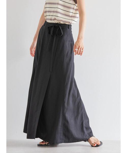 AMERICAN HOLIC(アメリカンホリック)の「リネンブレンドIラインスカート(スカート・レディース・ブラック/カーキ・S/M/L)」の4枚目の写真