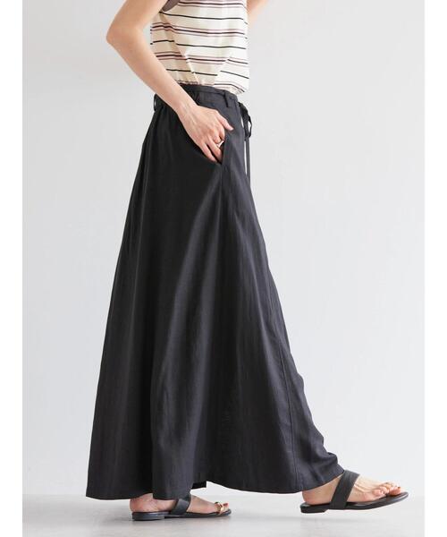 AMERICAN HOLIC(アメリカンホリック)の「リネンブレンドIラインスカート(スカート・レディース・ブラック/カーキ・S/M/L)」の6枚目の写真