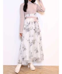 MERCURYDUO | フラワードッキングロングスリーブワンピース(ワンピース)