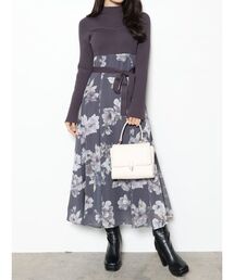 MERCURYDUO | フラワードッキングロングスリーブワンピース(ワンピース)