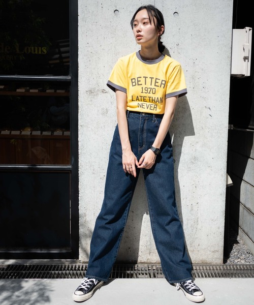 WEGO（ウィゴー）の「WEGO/ヴィンテージライクリンガーＴ（Tシャツ/カットソー・レディース・イエロー/ホワイト/オフホワイト・FREE）」の6枚目の写真