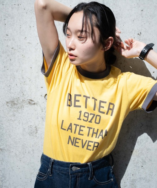 WEGO（ウィゴー）の「WEGO/ヴィンテージライクリンガーＴ（Tシャツ/カットソー・レディース・イエロー/ホワイト/オフホワイト・FREE）」の17枚目の写真