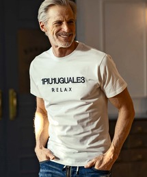 1PIU1UGUALE3 RELAX(ウノピゥウノウグァーレトレ リラックス)フロントロゴ ロゴ刺繍 ベーシック半袖Tシャツ (通気性/ストレッチ性)