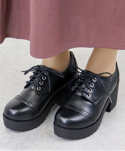 LibertyDoll（リバティードール）の「Liberty doll /8cm厚底 チャンキーヒール レースアップメダリオンシューズ (3059)（ドレスシューズ・レディース・ブラック/ブラック系その他/ダークブラウン・SS/S/M/L/LL）」の7枚目の写真