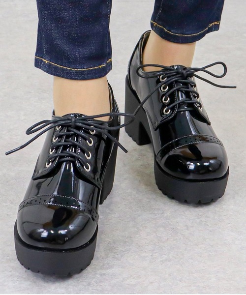 LibertyDoll（リバティードール）の「Liberty doll /8cm厚底 チャンキーヒール レースアップメダリオンシューズ (3059)（ドレスシューズ・レディース・ブラック/ブラック系その他/ダークブラウン・SS/S/M/L/LL）」の9枚目の写真