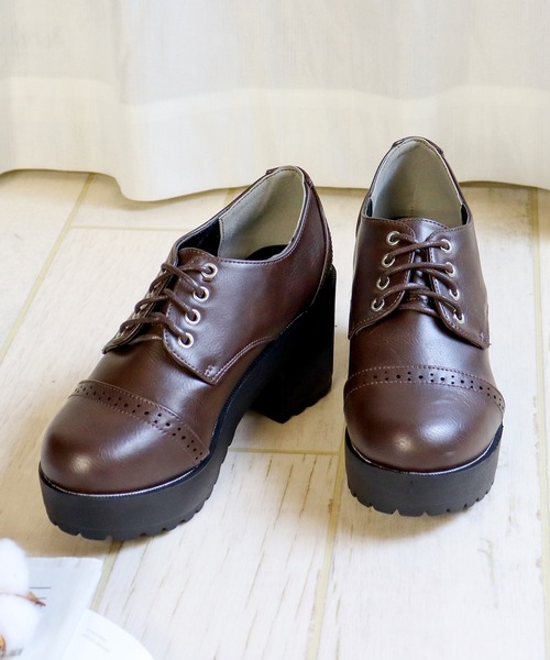 LibertyDoll（リバティードール）の「Liberty doll /8cm厚底 チャンキーヒール レースアップメダリオンシューズ (3059)（ドレスシューズ・レディース・ブラック/ブラック系その他/ダークブラウン・SS/S/M/L/LL）」の10枚目の写真