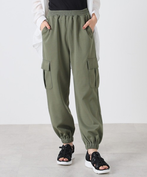 Honeys（ハニーズ）の「カーゴスウェットパンツ（カーゴパンツ・レディース・ブラック/カーキ/杢グレー/アイボリー・SS/S/M/L/LL）」の4枚目の写真