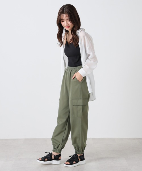 Honeys（ハニーズ）の「カーゴスウェットパンツ（カーゴパンツ・レディース・ブラック/カーキ/杢グレー/アイボリー・SS/S/M/L/LL）」の9枚目の写真