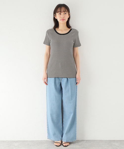 journal standard L'essage（ジャーナルスタンダードレサージュ）の「《追加2》ランダムリブ半袖Tシャツ（Tシャツ/カットソー・レディース・ホワイト/ブラック/ダークブルー/ブラック系その他・FREE）」の16枚目の写真