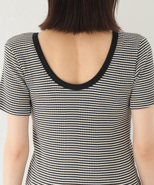 journal standard L'essage（ジャーナルスタンダードレサージュ）の「《追加2》ランダムリブ半袖Tシャツ（Tシャツ/カットソー・レディース・ホワイト/ブラック/ダークブルー/ブラック系その他・FREE）」の20枚目の写真