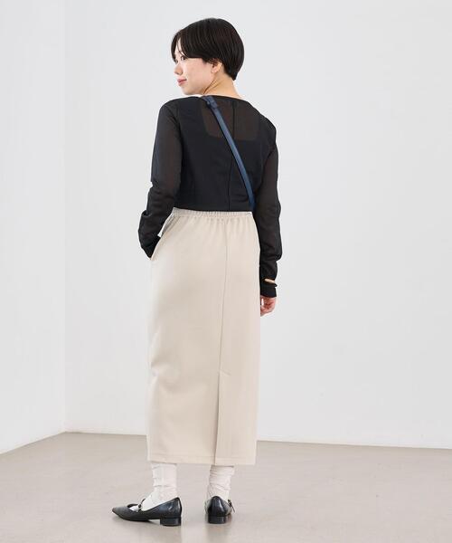 green label relaxing（グリーンレーベルリラクシング）の「［size SHORTあり］シアー クルーネック シャーリング ロンT カットソー（Tシャツ/カットソー・レディース・ケリー/ブラック/オフホワイト・FREE/SHORT）」の7枚目の写真