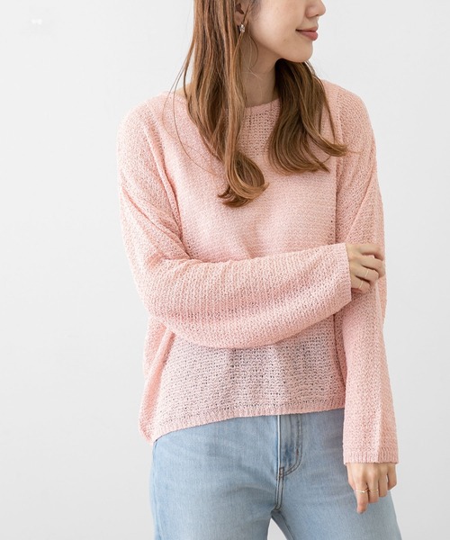 URBAN RESEARCH Sonny Label(アーバンリサーチサニーレーベル)の「2WAYスラブヤーン透かしニットプルオーバー(ニット/セーター・レディース・グレー/オフホワイト/ピンク・FREE)」の4枚目の写真