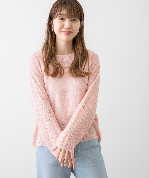 URBAN RESEARCH Sonny Label(アーバンリサーチサニーレーベル)の「2WAYスラブヤーン透かしニットプルオーバー(ニット/セーター・レディース・グレー/オフホワイト/ピンク・FREE)」の6枚目の写真