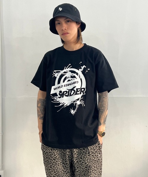 A BAG OF CHIPS(アバッグオブチップス)の「WORLD STANDARD/ワールドスタンダード スパイダープリント 半袖Tシャツ WSHT-002(Tシャツ/カットソー・メンズ・ホワイト/ブラック・M/XL/L)」の1枚目の写真
