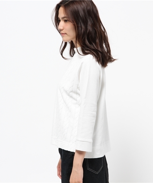 OUTLET（アウトレット）の「【CIAOPANIC TYPY】パイルジャガードボトルネックプルオーバー（Tシャツ/カットソー・レディース・ホワイト/ネイビー・FREE）」の4枚目の写真