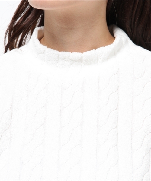 OUTLET（アウトレット）の「【CIAOPANIC TYPY】パイルジャガードボトルネックプルオーバー（Tシャツ/カットソー・レディース・ホワイト/ネイビー・FREE）」の6枚目の写真