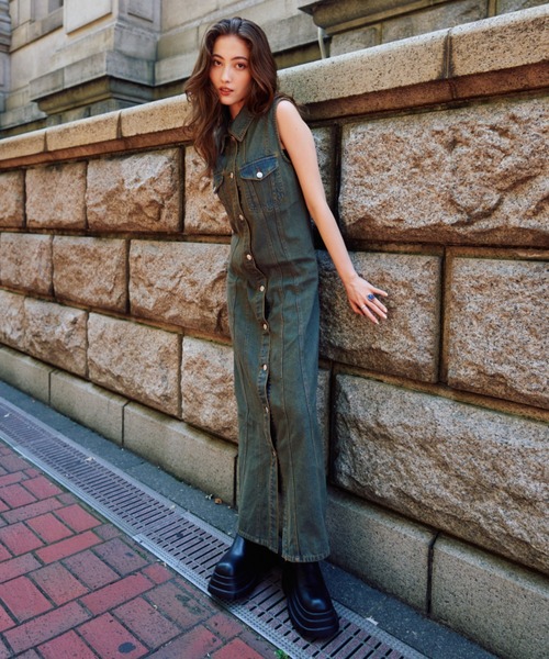 BLONDEY デニムワンピース BLONDEY（ブロンディ） ワンピース ブリーチデニムタイトワンピース