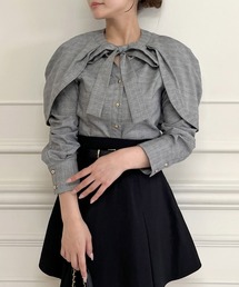 リボンタイケープシャツブラウス