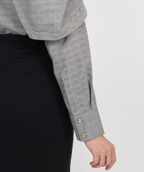 ROYAL PARTY（ロイヤルパーティー）の「リボンタイケープシャツブラウス（シャツ/ブラウス・レディース・オフホワイト/ブラック/チェック・FREE）」の14枚目の写真