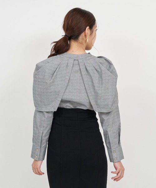 ROYAL PARTY（ロイヤルパーティー）の「リボンタイケープシャツブラウス（シャツ/ブラウス・レディース・オフホワイト/ブラック/チェック・FREE）」の17枚目の写真