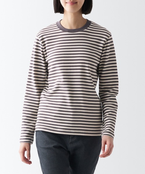 無印良品（ムジルシリョウヒン）の「スムース編みクルーネック長袖Ｔシャツ（Tシャツ/カットソー・レディース・ベージュ系3/ブラック/ブラック系3/ブラウン系3/ライトグレー/グレー系3/ホワイト・M/XS/L/XXL/S/XL）」の5枚目の写真