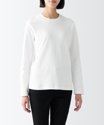 スムース編みクルーネック長袖Tシャツ