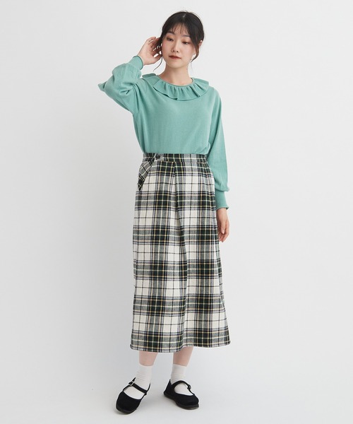 bulle de savon コットンワッシャーツイルチェックスカート bulle de savon（ビュルデサボン）の「cotton washer twill check