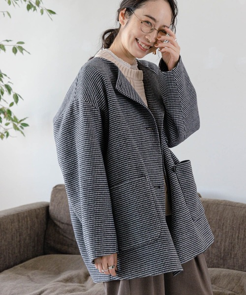 studio CLIP（スタディオクリップ）の「ノーカラーコクーンWフェイスミドルコート（その他アウター・レディース・ベージュ/グレー/その他1/ネイビー・FREE）」の6枚目の写真