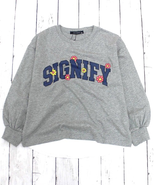 ZI-ON（ジーオン）の「USコットン裾フェイクガールズBIGロンT（Tシャツ/カットソー・キッズ・オフホワイト/パープル/ブラック/ネイビー/チャコールグレー/ベージュ/杢グレー/ダークグリーン・120cm/140cm/150cm/160cm/130cm/110cm）」の5枚目の写真