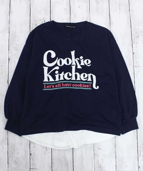 ZI-ON（ジーオン）の「USコットン裾フェイクガールズBIGロンT（Tシャツ/カットソー・キッズ・オフホワイト/パープル/ブラック/ネイビー/チャコールグレー/ベージュ/杢グレー/ダークグリーン・120cm/140cm/150cm/160cm/130cm/110cm）」の7枚目の写真