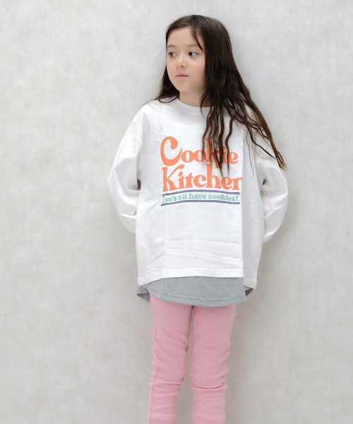 ZI-ON（ジーオン）の「USコットン裾フェイクガールズBIGロンT（Tシャツ/カットソー・キッズ・オフホワイト/パープル/ブラック/ネイビー/チャコールグレー/ベージュ/杢グレー/ダークグリーン・120cm/140cm/150cm/160cm/130cm/110cm）」の10枚目の写真